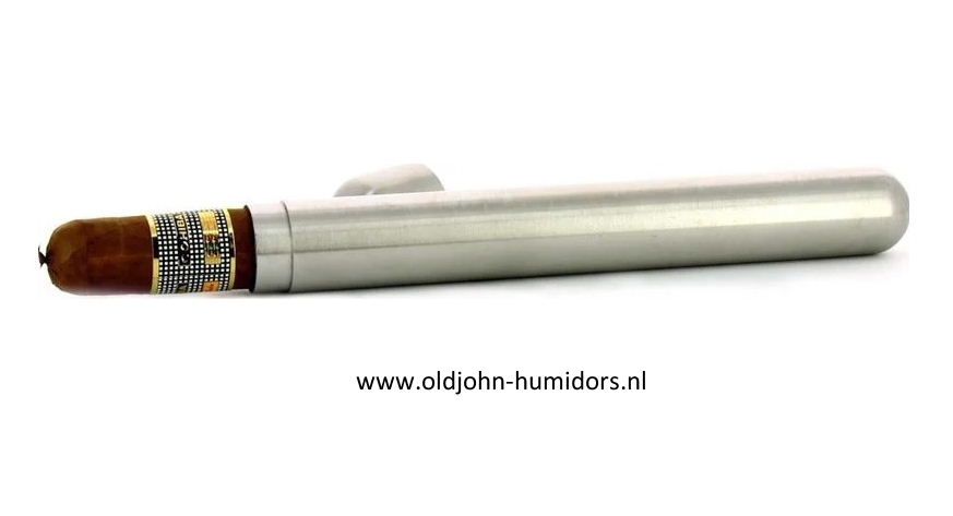 Adorini sigarenkoker met bevochtiger metaal cederhout voering  2 sigaren oldjohn-humidiors.nl