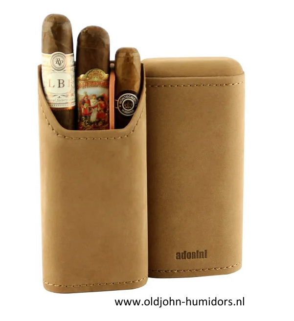 Adorini sigarenkoker, sigaren etui van echt bruin suede leer