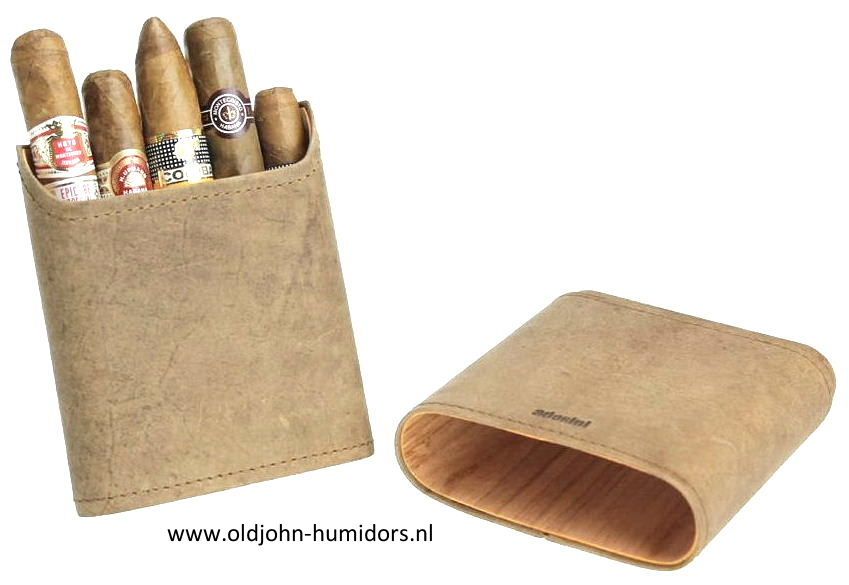 Adorini sigarenkoker bruin suede leer 3 tot 5 sigaren SK05