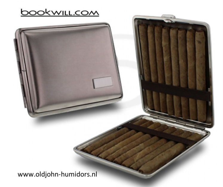 SK11 Bookwill  sigarenkoker  tbv 16 x Cigarillos nikkelen koker zeer hard materiaal verkoop via oldjohn-humidors.nl