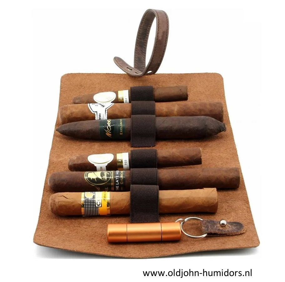 Adorini sigarentas  etui  zwart, echt  leer  voor sigaren en accessoires SK13741