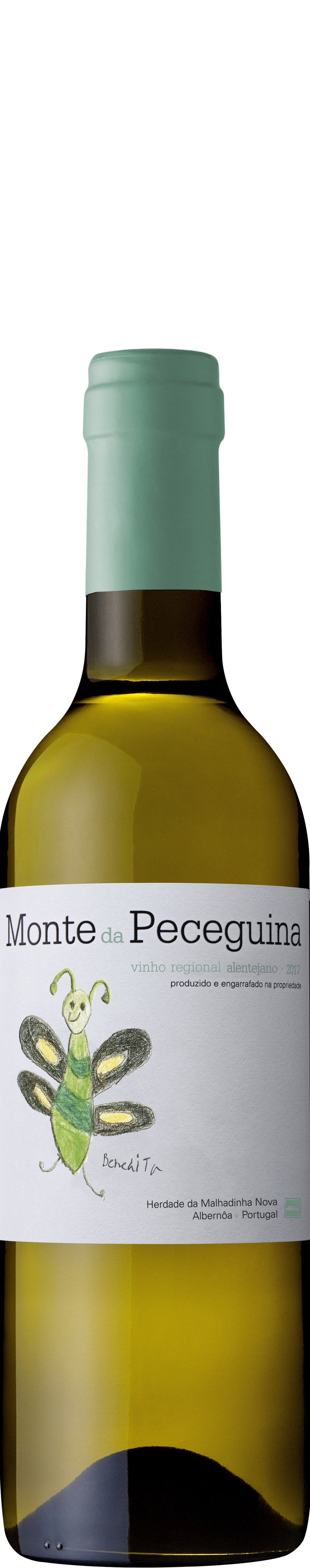 A green bottle of white wine with a green top. The label has a drawing of green flowers.