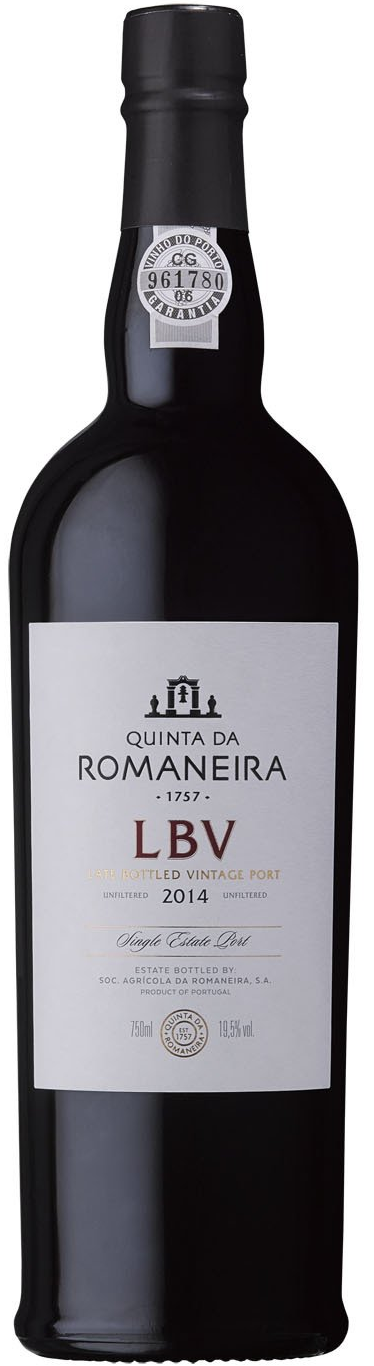 Bottle of Quinta da Romaneira LBV port wine.