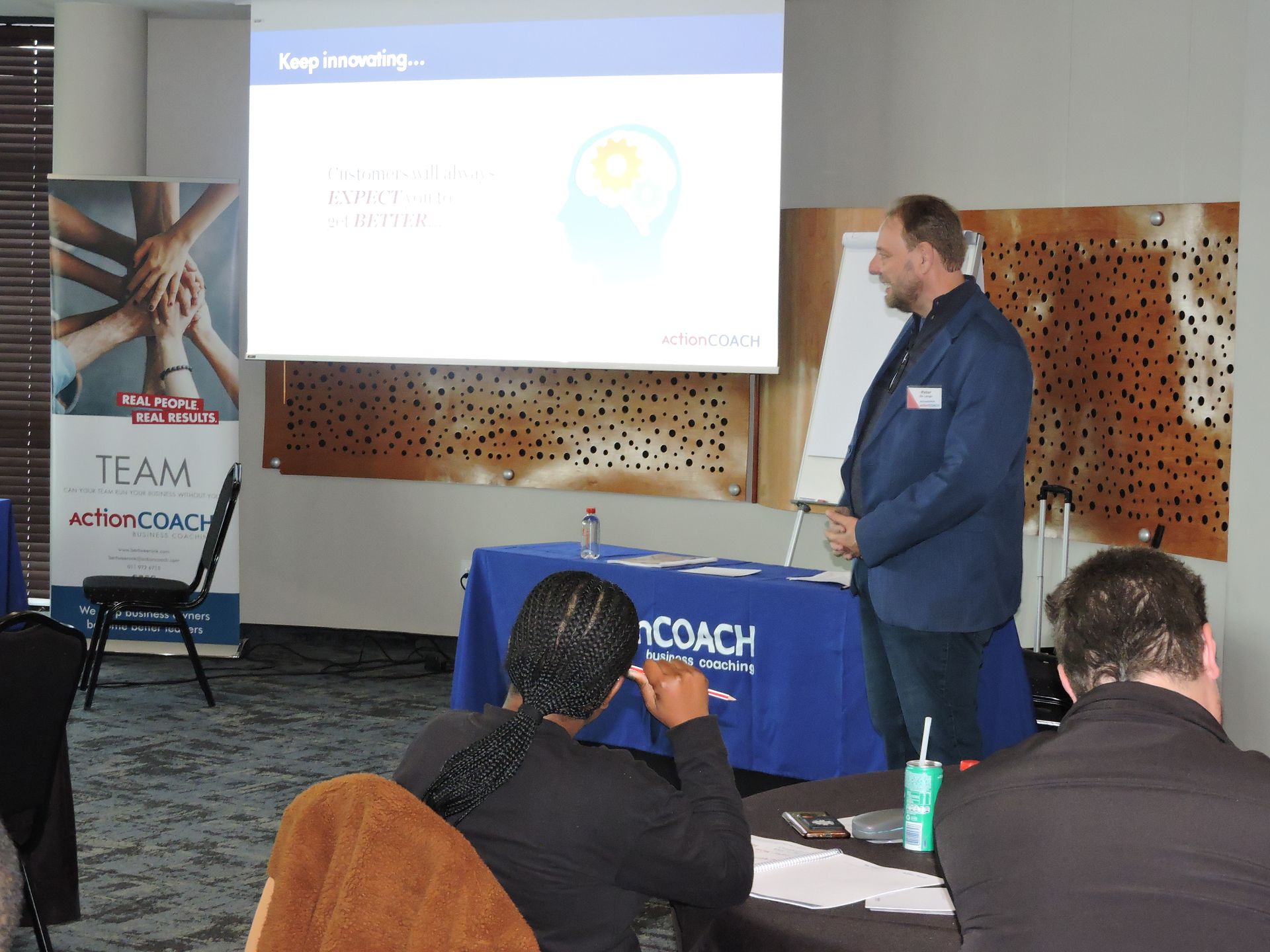 action coach Peter de Lange facilitating a 90 day business planning orkshop
