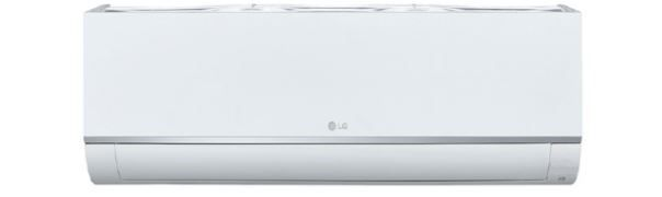 White wall-mounted air conditioner unit on a plain light background