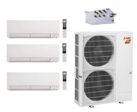 Mitsubishi M Series Triple Zone Ductless Mini Split Heat Pump System - Heating and Air Conditioning Service in Georgetown, MA
