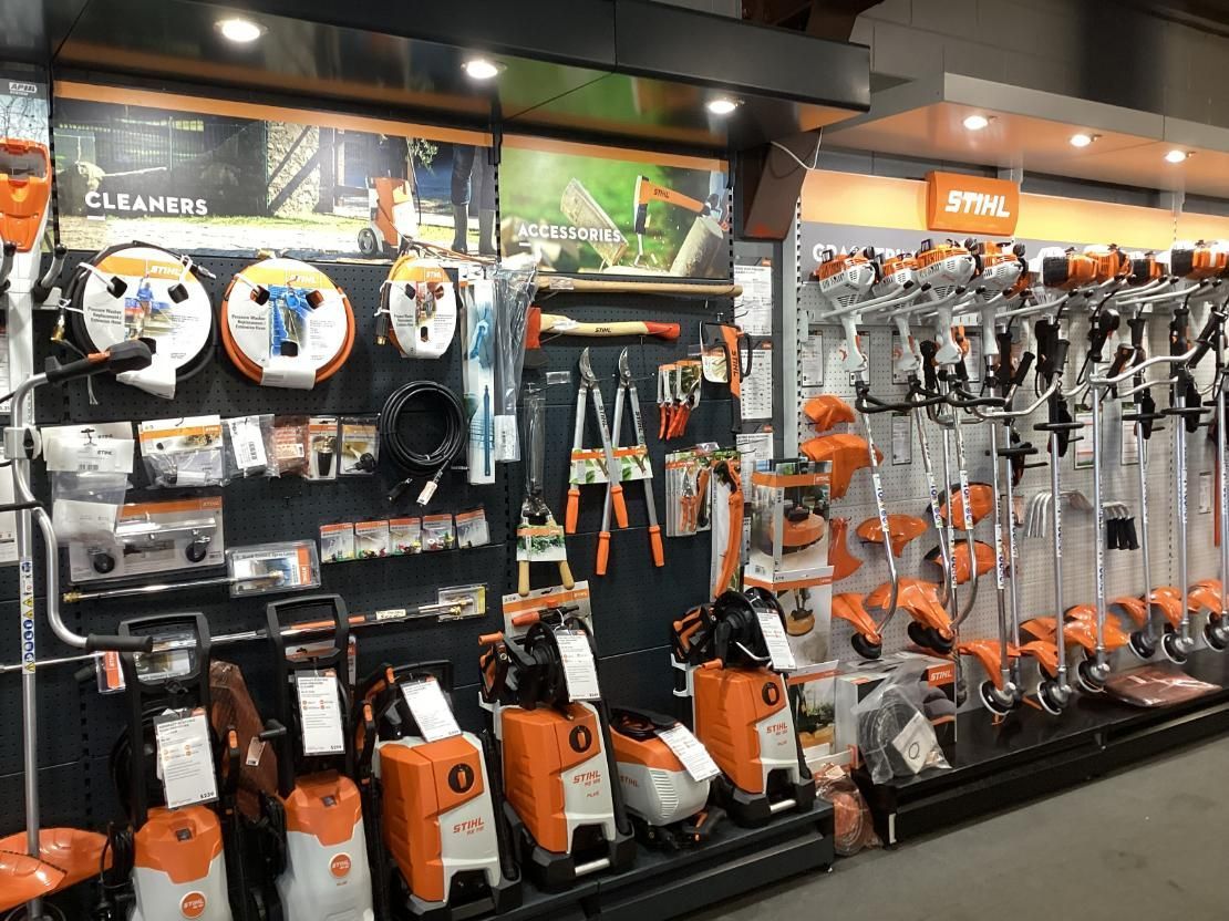 A Store Filled With Lots Of Stihl Products And Tools — Whitsunday Mowers In Cannonvale, QLD