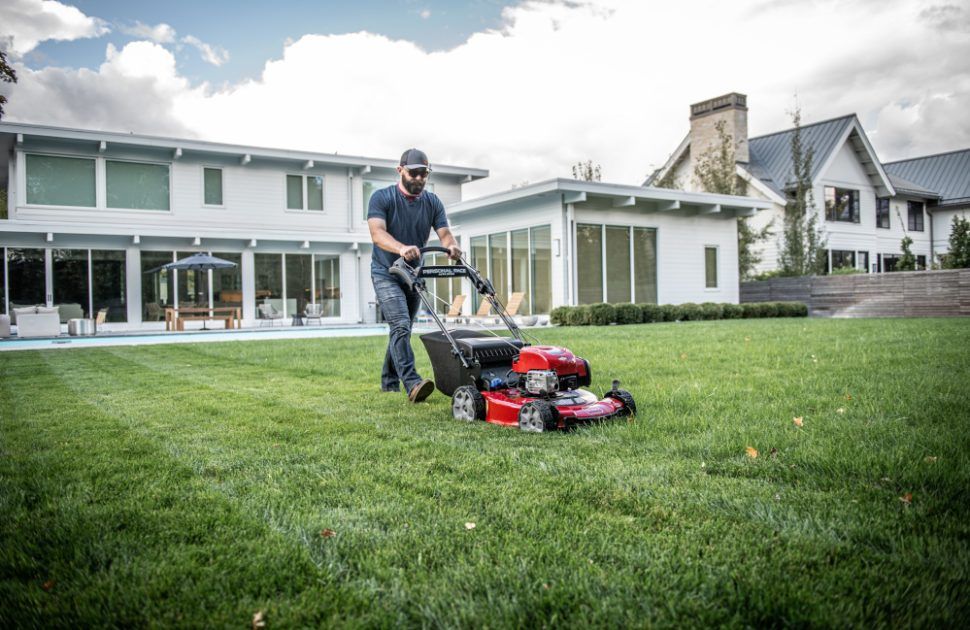 A Robotic Lawn Mower Is Sitting On Top Of A Lush Green Lawn — Whitsunday Mowers In Airlie Beach, QLD