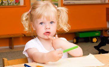 Little girl studying