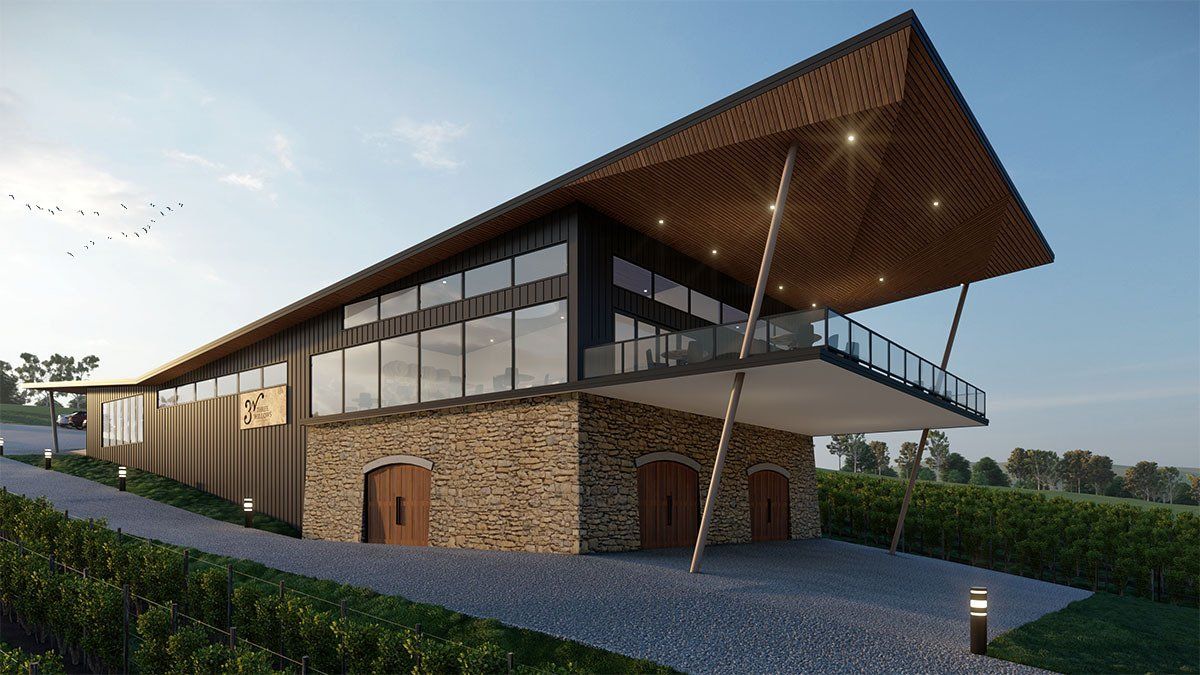 Render image of Willows Winery cellar door building