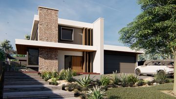 Render image of a new house with car out the front