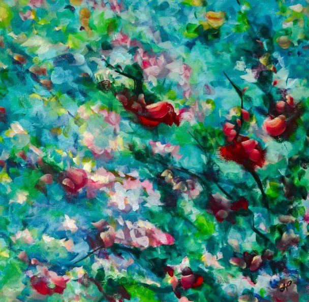 abstract art painting blue interior decor