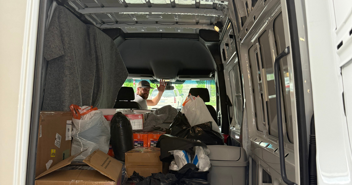 Charlie going to prep a temporary accommodation for construction workers