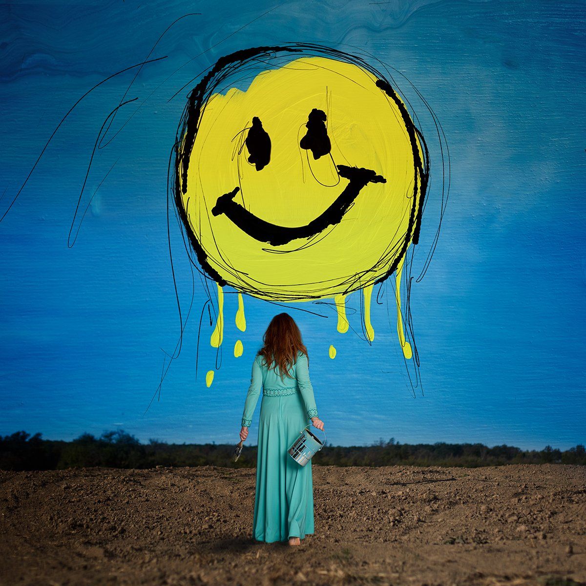 Image of Yellow Painted Happy Face