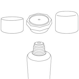 testa standard per tubetti laminato, plastica, coex e polietilene (PE) cosmetica e farmaceutica diametro 35 Global Tube (AL)