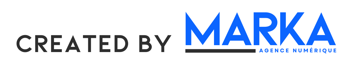 Un logo sur lequel est écrit « créé par Marka »