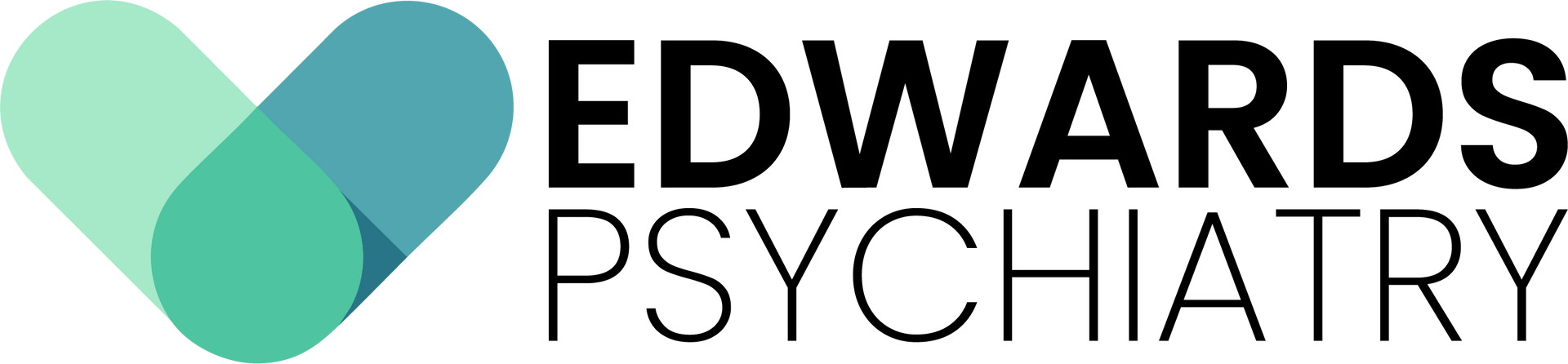 Logo for Edwards Psychiatry: a teal and green heart shape, and the name in black text.