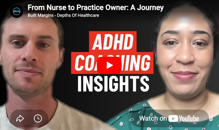 Podcast thumbnail with two faces and bold text: “ADHD COACHING INSIGHTS.”
