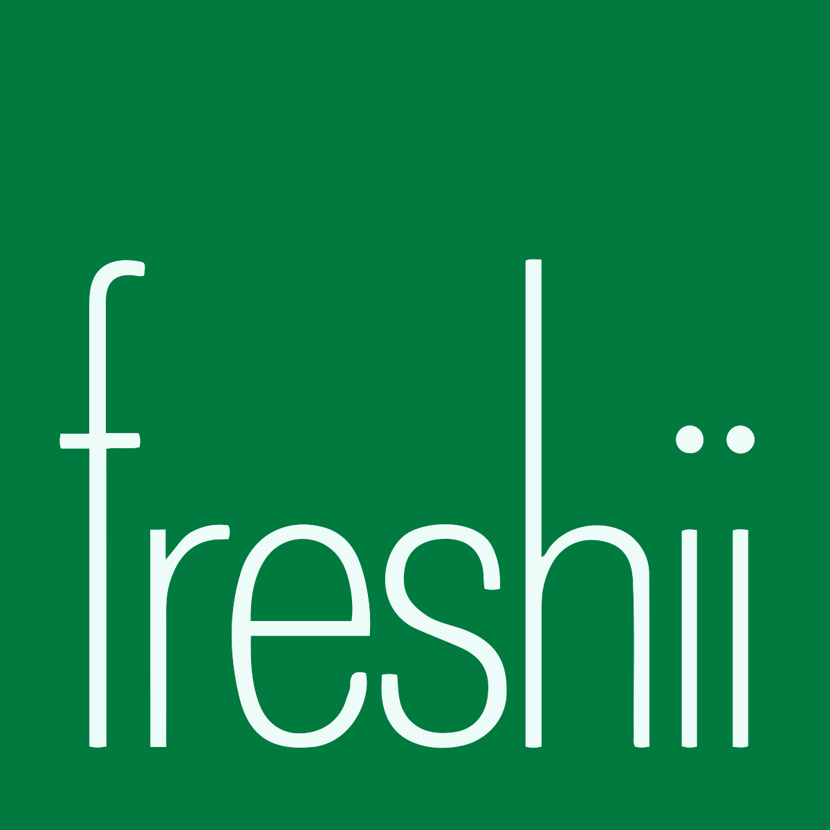 The word freshii is written in white on a green background.
