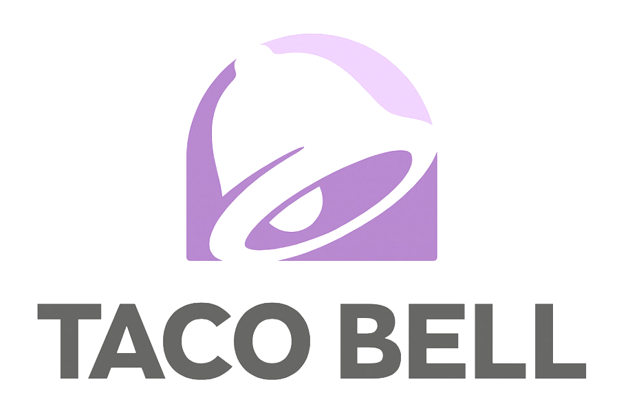 A purple taco bell logo on a white background.