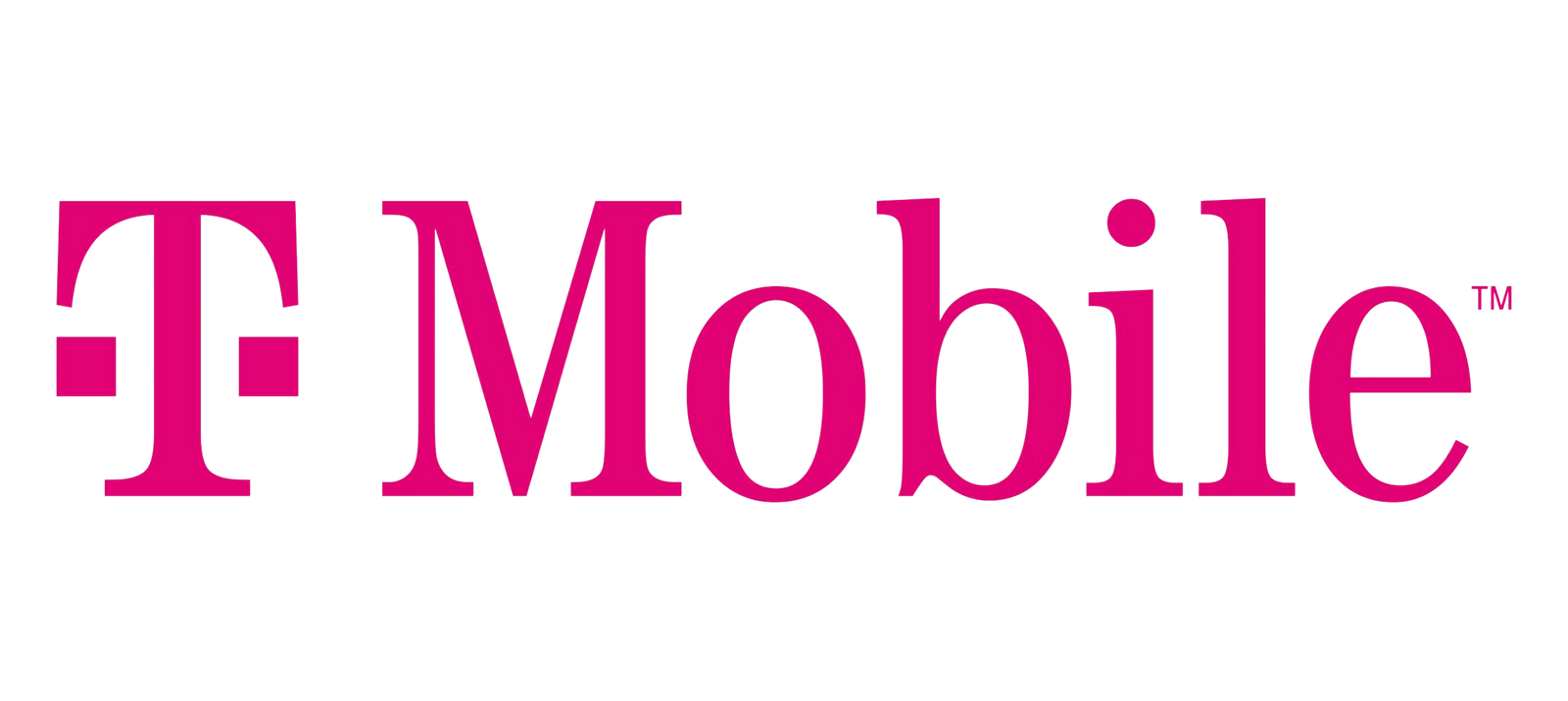 The t mobile logo is pink and white on a white background.