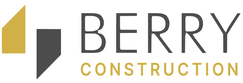 Berry Construction logo: Gold and grey geometric shapes with the word