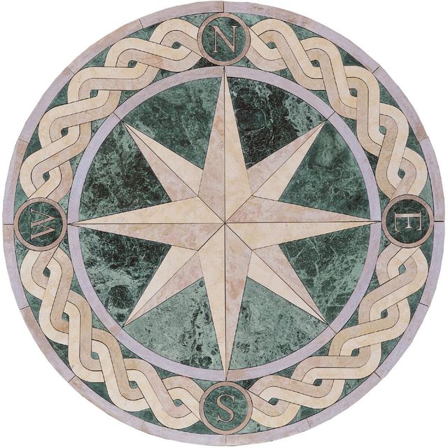 Compass Rose  Stone mosaic, Mosaic tile fireplace, Mosaic