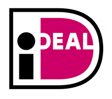 een roze en zwart logo met het woord ideal erop.