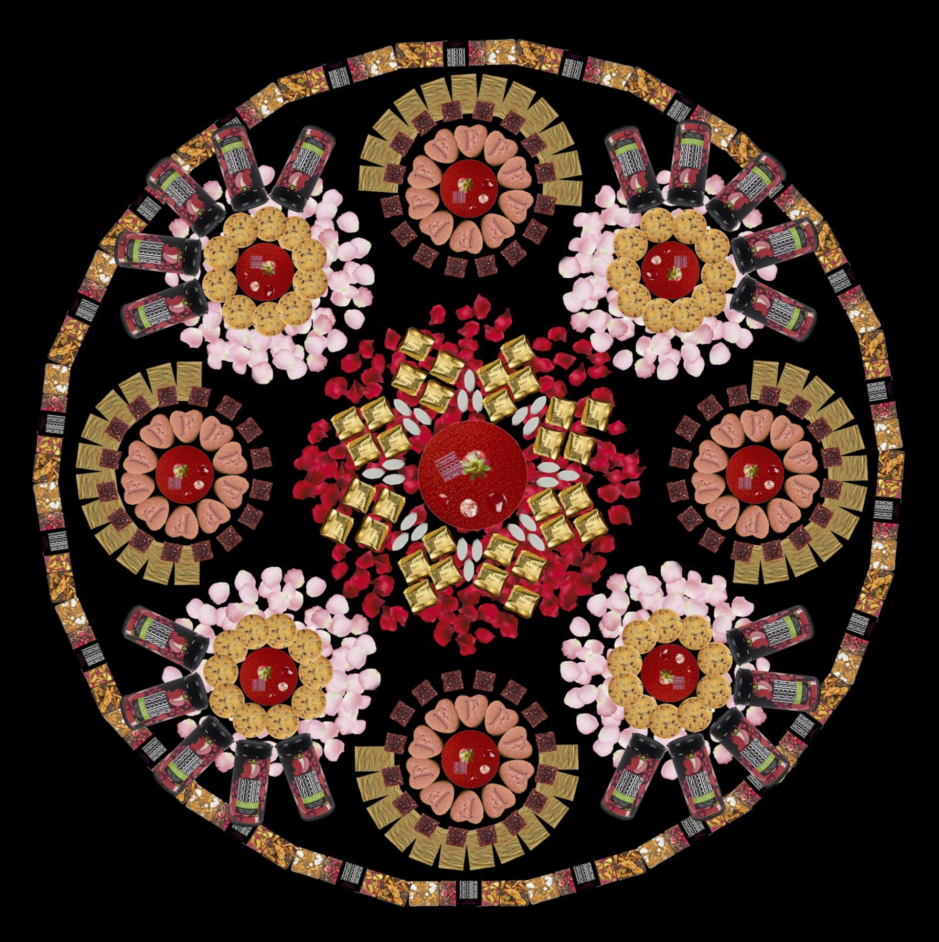 Composition sous forme de mandala gourmand