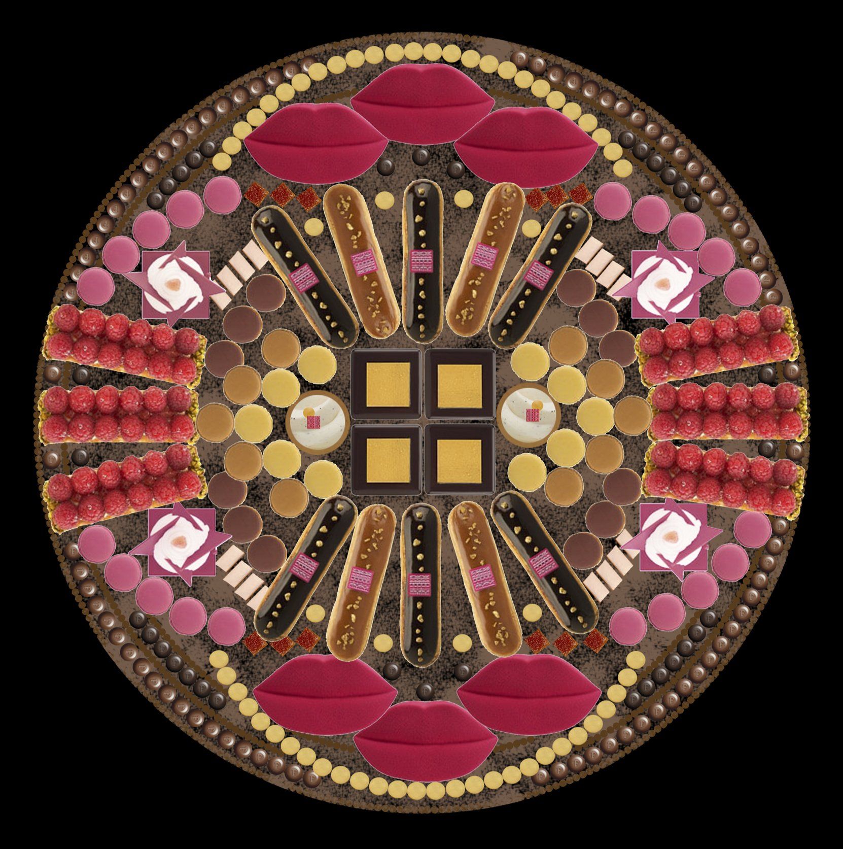 Composition sous forme de mandala gourmand
