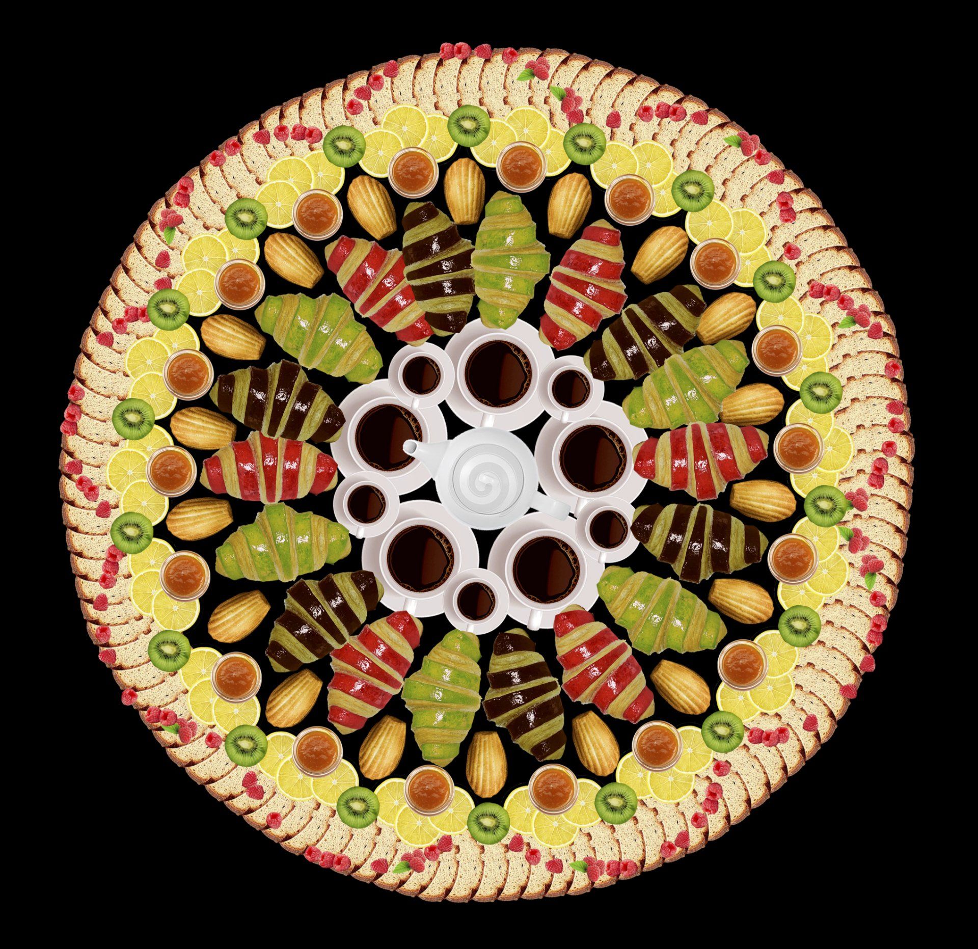 Composition sous forme de mandala gourmand