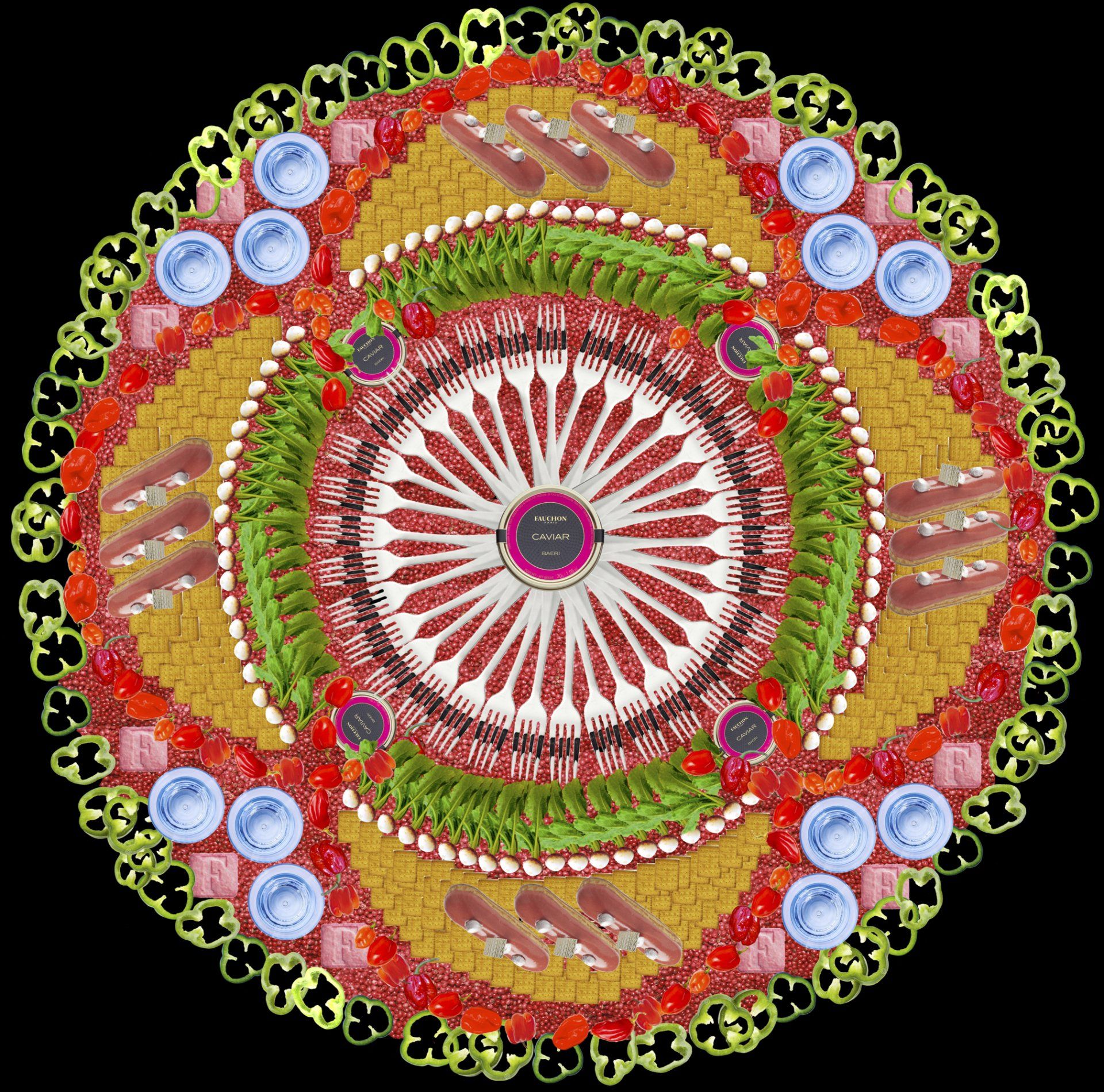 Composition sous forme de mandala gourmand