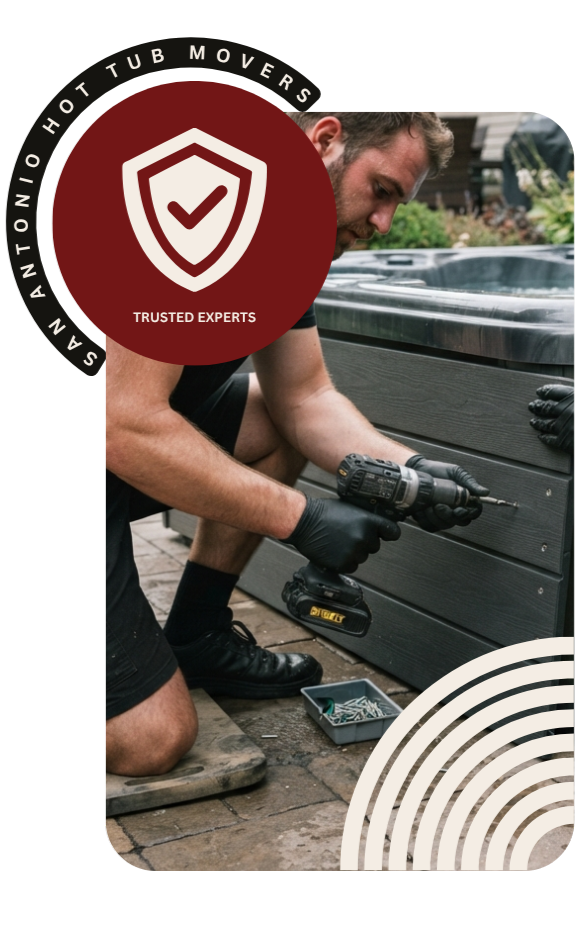 Emergency hot tub removal service at suburban San Antonio home