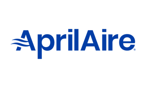 AprilAire logo in blue text with three curved lines to the left of the text.