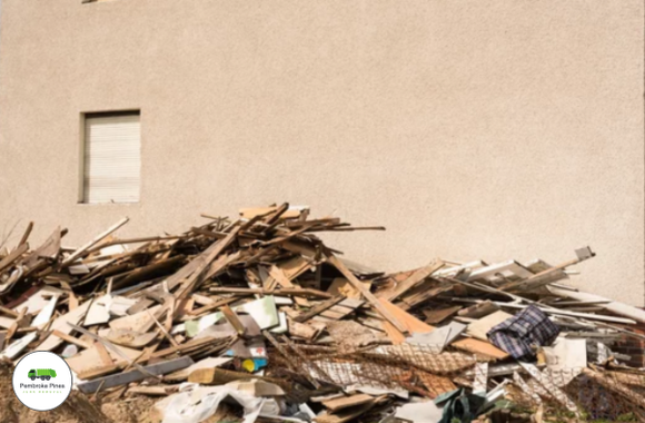pile of construction debris after a renovation project ready to be hauled away in pembroke pines florida