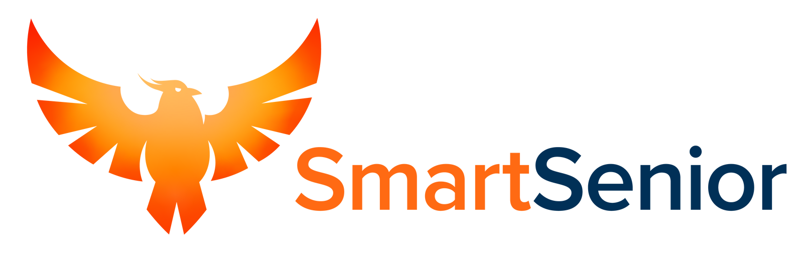 Logotipo SmartSenior em laranja e azul.