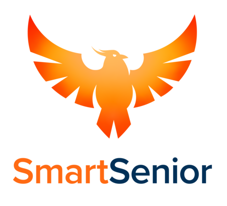 Logo da Smart Senior: uma fênix de asas abertas com o texto