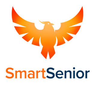 Logo da Smart Senior: uma fênix de asas abertas com o texto 