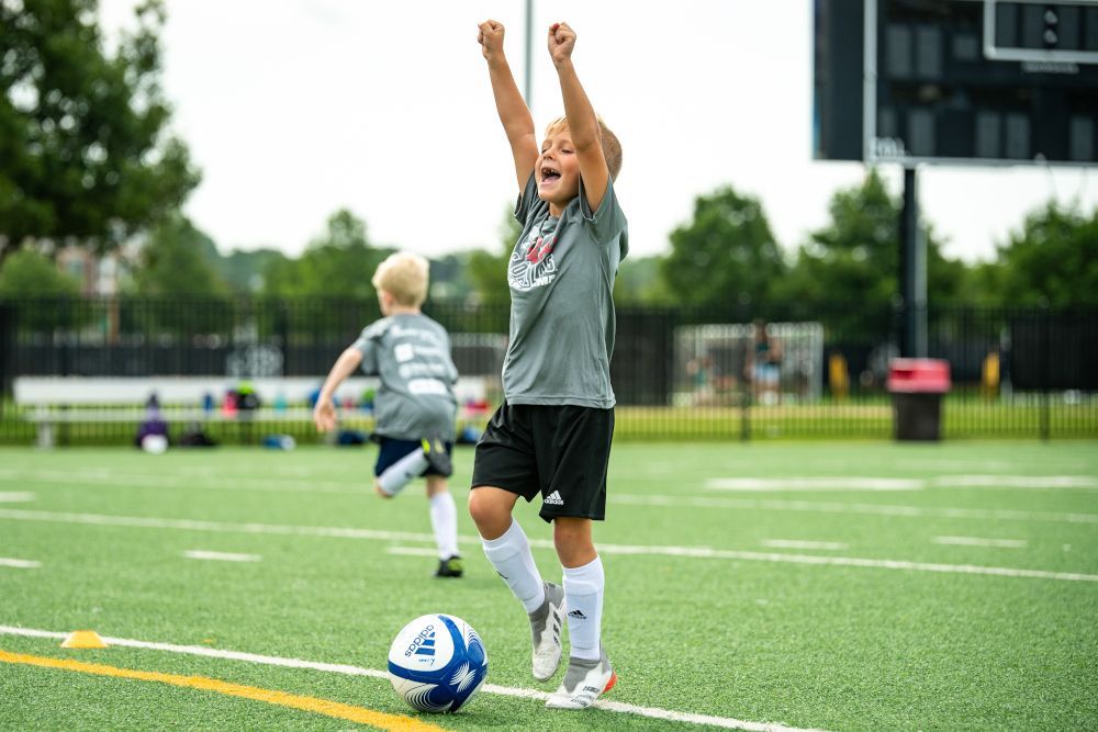 A youth soccer player at an FC Dallas Camp