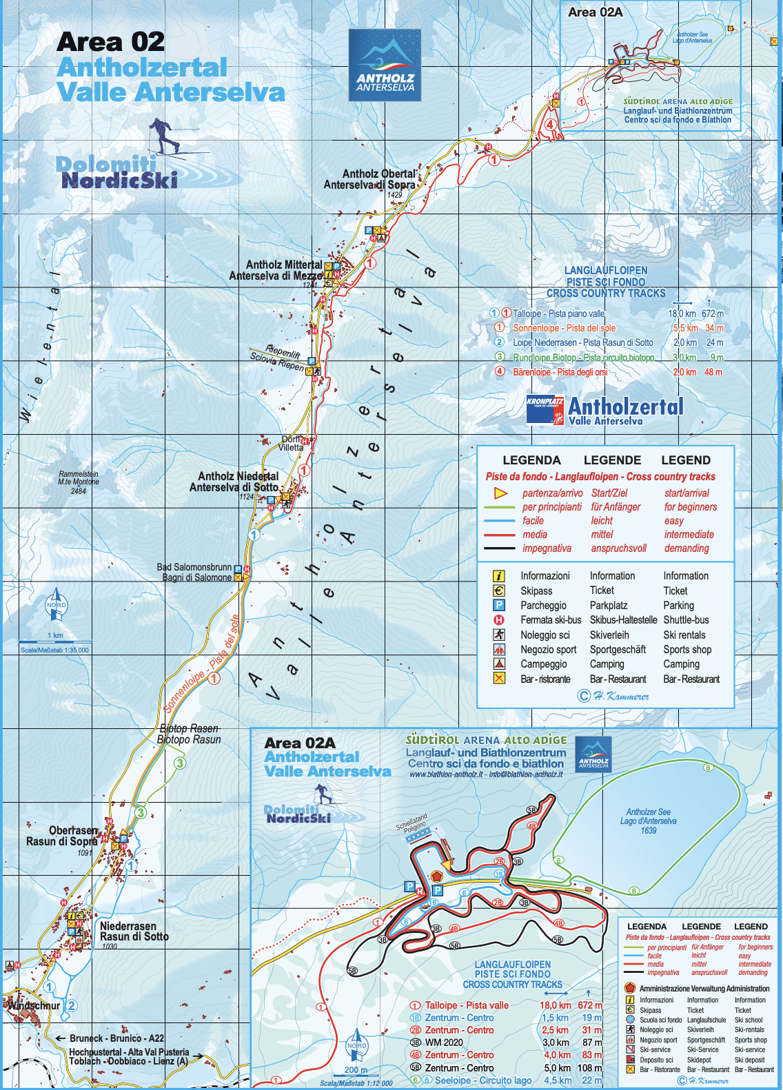 Antholzertal cross country ski map