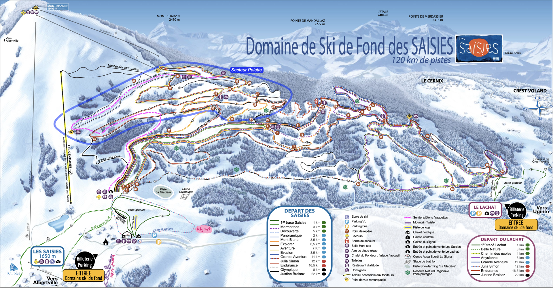 Les Saisies cross country ski map