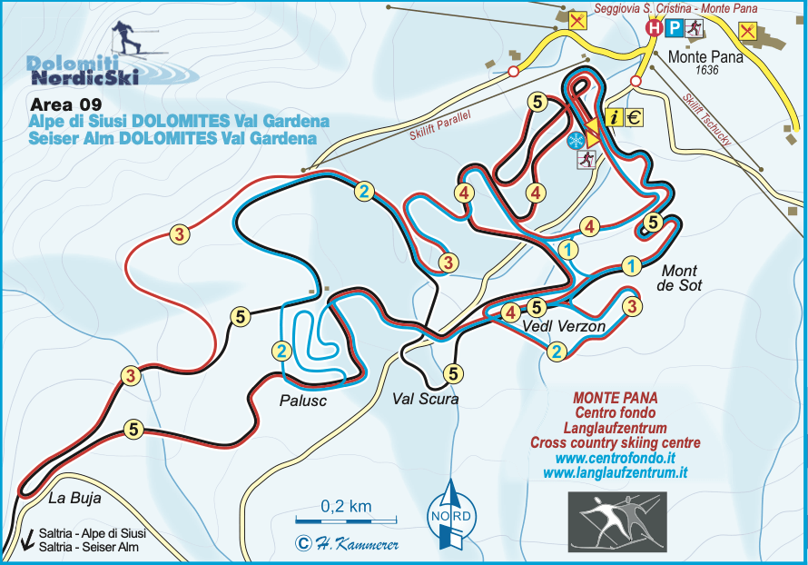 Monte Pana cross country ski map