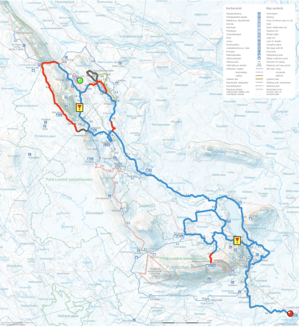 Pyhä cross country ski map