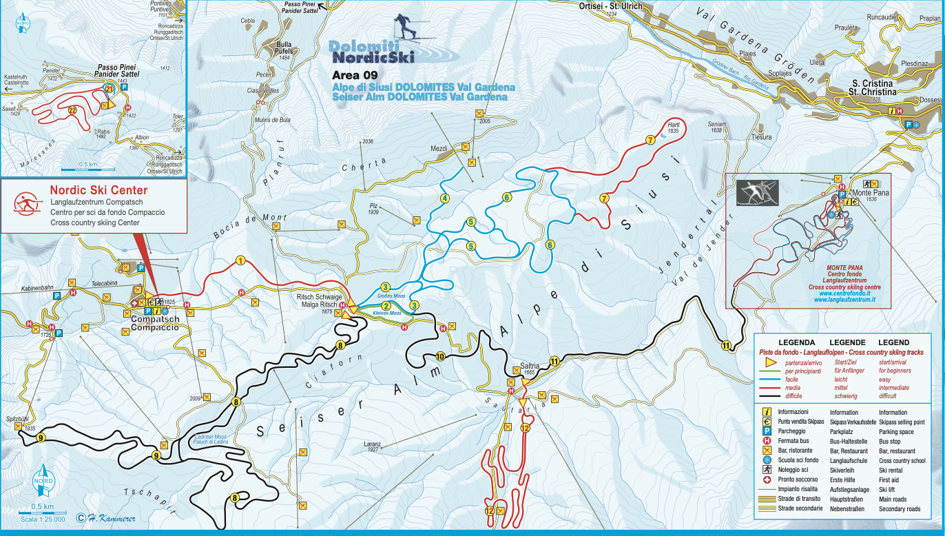 Val Gardena cross country ski map