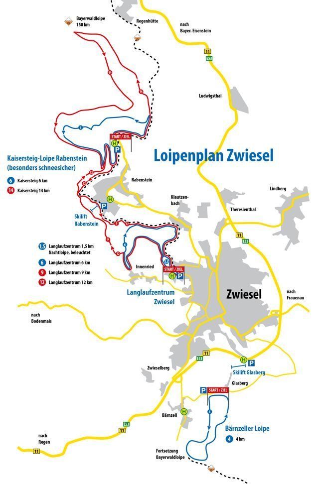 Zwiesel cross country ski map