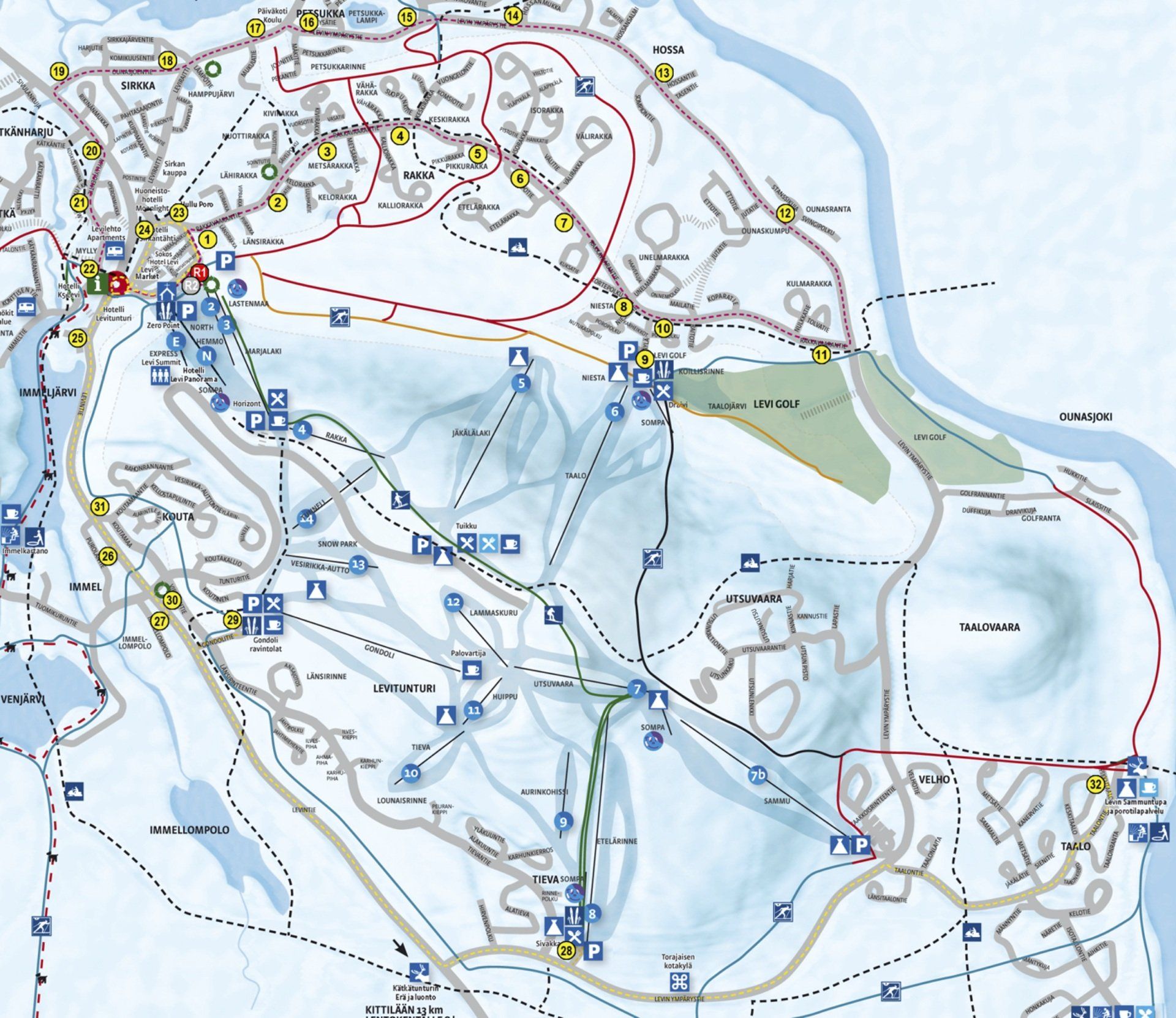 Levi ski bus map