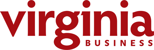 the logo for virginia business is red and white