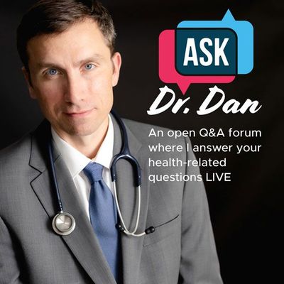 an advertisement for ask me live by dr. dan