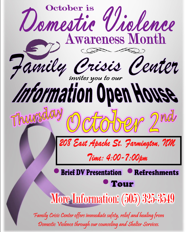 Flyer for Open House, Oct 2, 4–7 PM—presentation, refreshments, and tour.