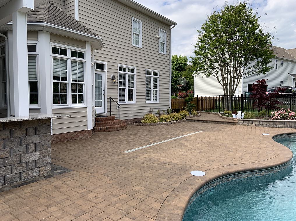 hardscape paving done to pool area